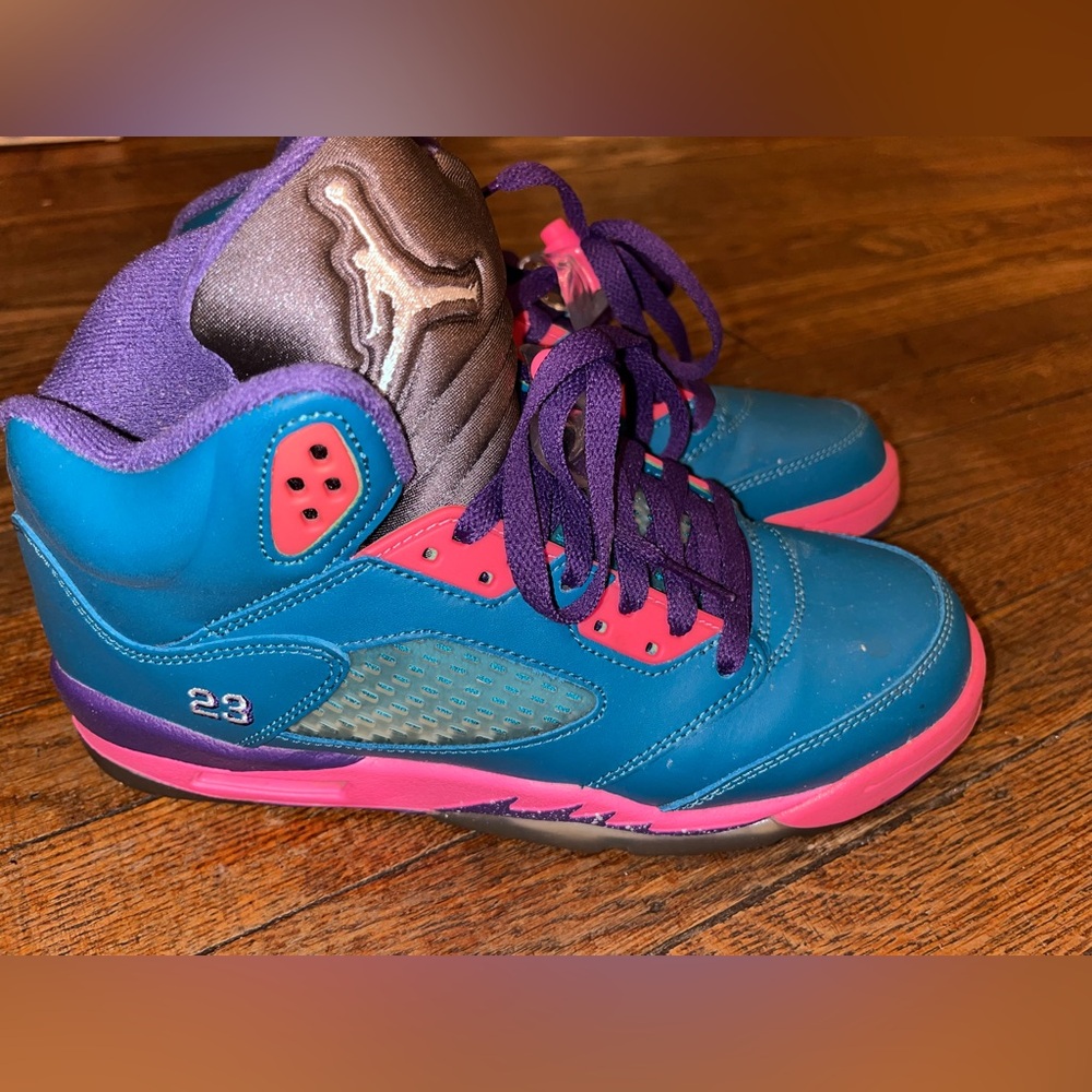 Nike Air Jordan 5 Retro Boys Basketball Shoes Blue Size 6Y 440892-307